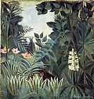 Henri Rousseau Famous Paintings - The Equatorial Jungle